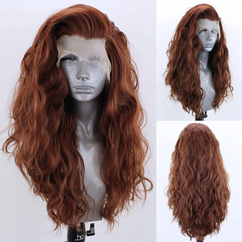 Synthetic Lace Front Wig for Women 24-26 Inch Heat Resistant Fiber Cosplay & Party Hair