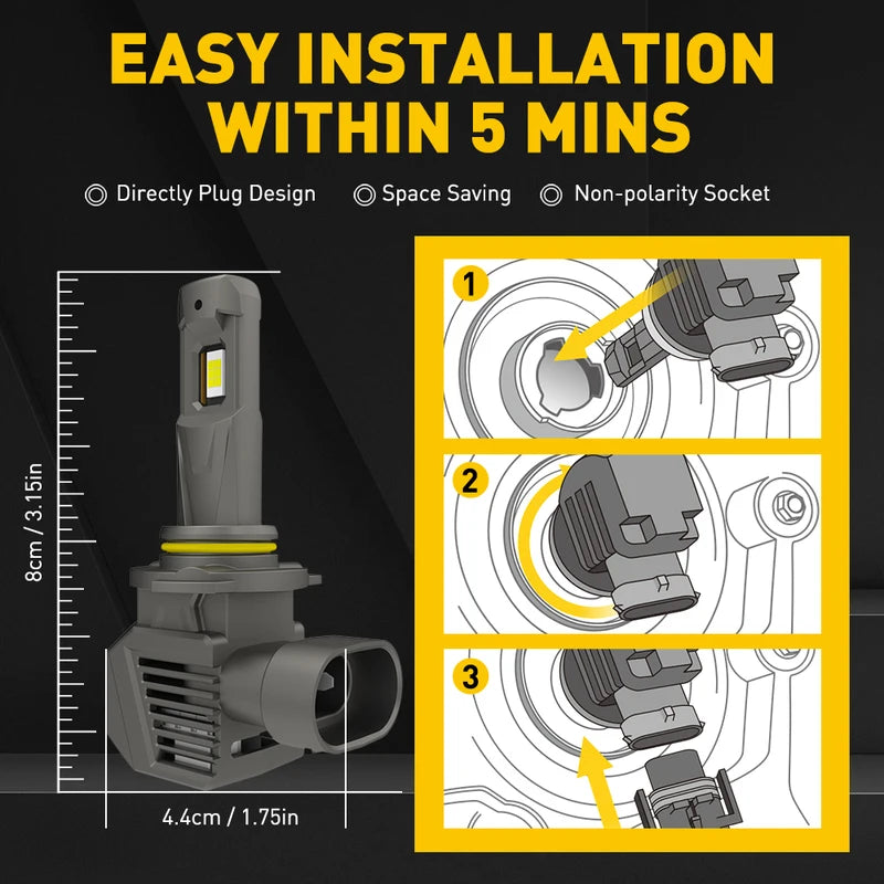 LED Headlight Bulbs 22000LM 120W Canbus Error-Free High Power Car Lights
