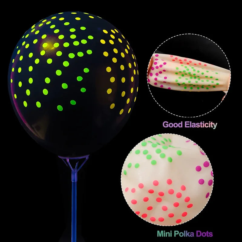 Glow in The Dark Fluorescent Latex Balloons for Birthday & Wedding Parties - 60/10pcs