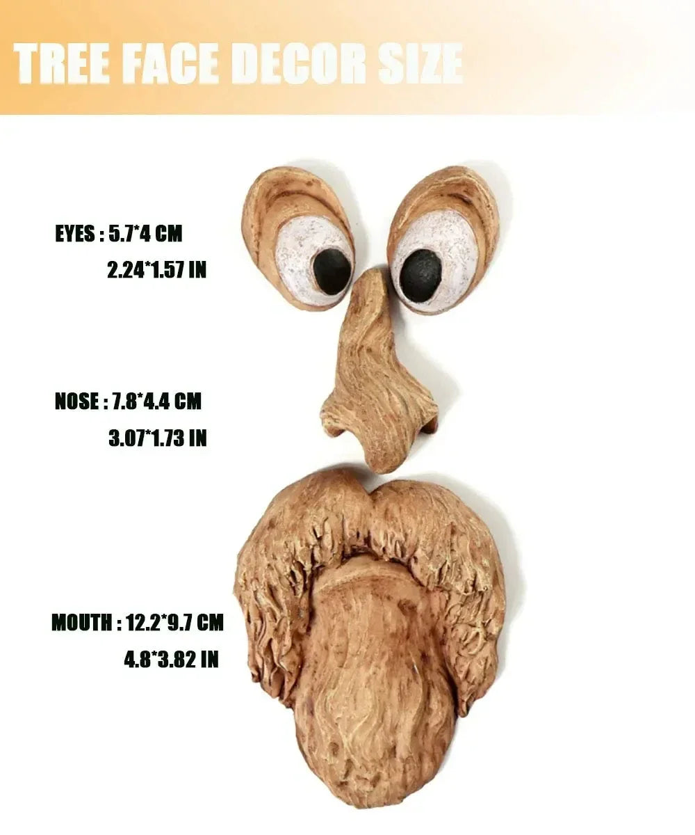 Funny Tree Face Decor Outdoor Garden Art Sculpture - Old Man Bark Face Yard Ornament