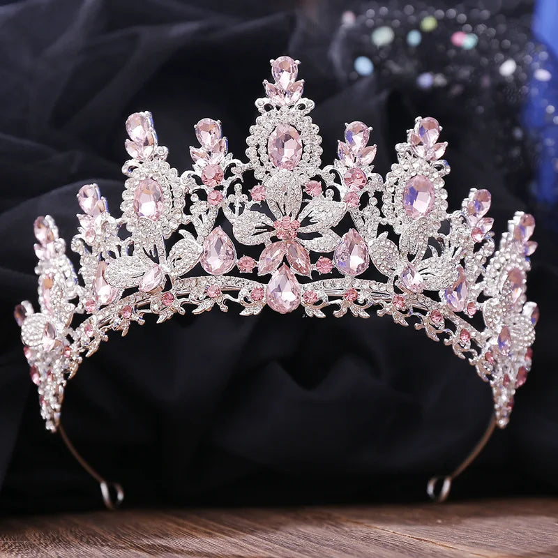 Elegant Water Drop Flower Crystal Opal Tiara for Women Wedding & Party Hair Accessories