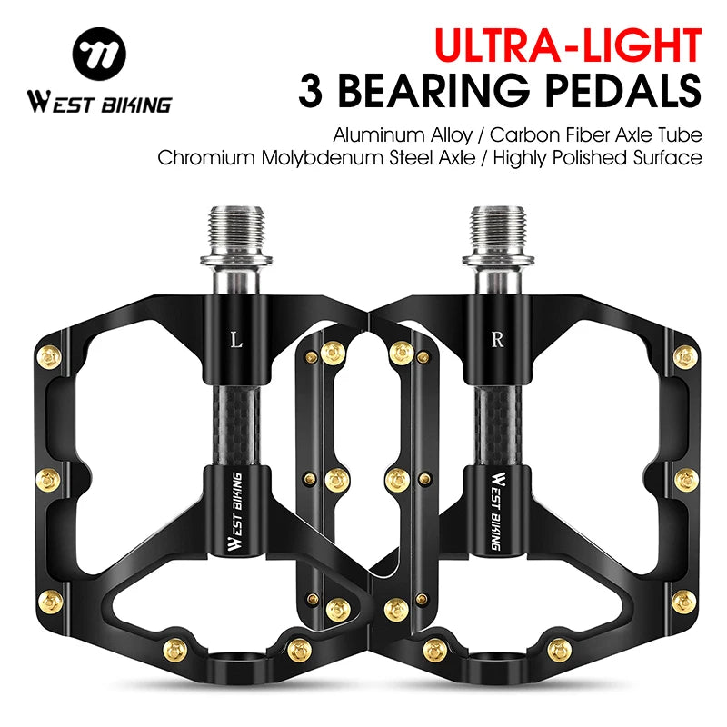 Aluminum Alloy Bicycle Pedal with Three Bearings MTB Road Bike Pedals Anti-Slip Universal