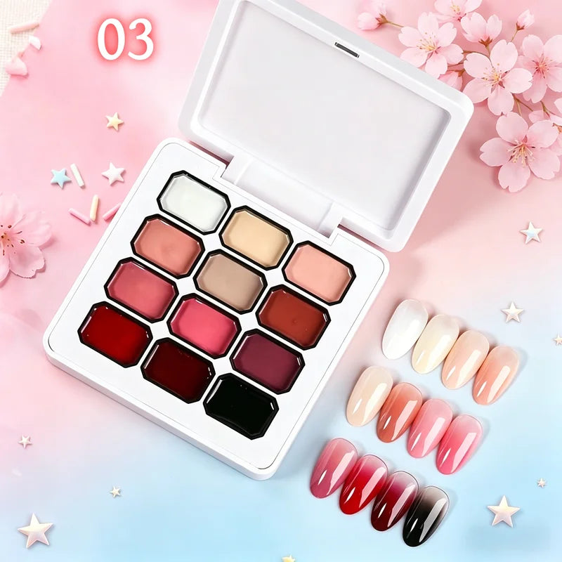 12-Color Rainbow Nail Polish Gel Kit - Vibrant Nail Art & Gift Set