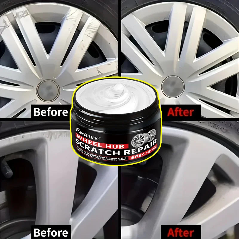 Car Rim Scratch Repair Wax 40G for Alloy Wheels Metal Oxidation Polish Paste with Sponge