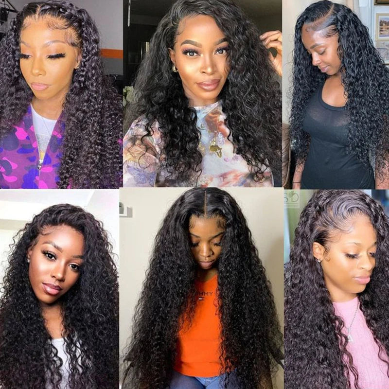 Deep Wave 13x4/6 Lace Frontal Human Hair Wig 200 Density Water Curly for Women