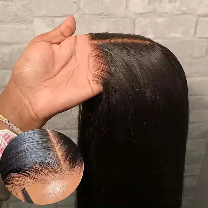 Pre Plucked 40 Inch Human Hair Wigs with Lace Frontal & Baby Hair, Glueless, Bone Straight