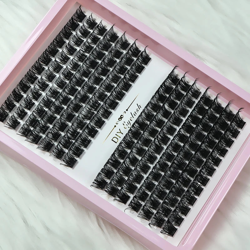 D Curl Fluffy Wispy False Eyelash Clusters - Natural Look Reusable 8-16mm DIY Eyelash Extensions