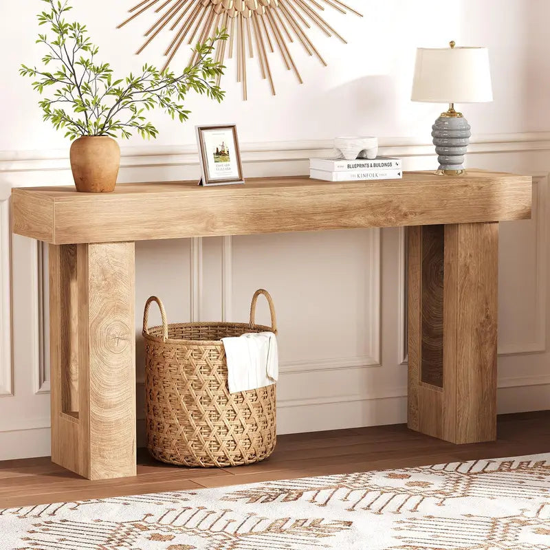 63-Inch Farmhouse Narrow Console Table for Entryway & Hallway