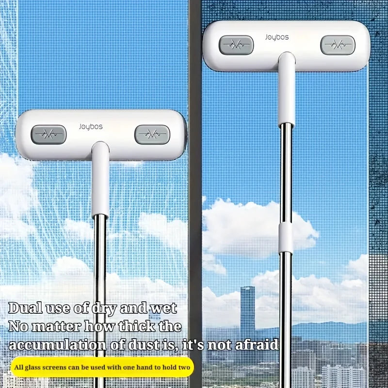 Magic Window Cleaning Brush & Pet Hair Remover with Retractable Double Rod