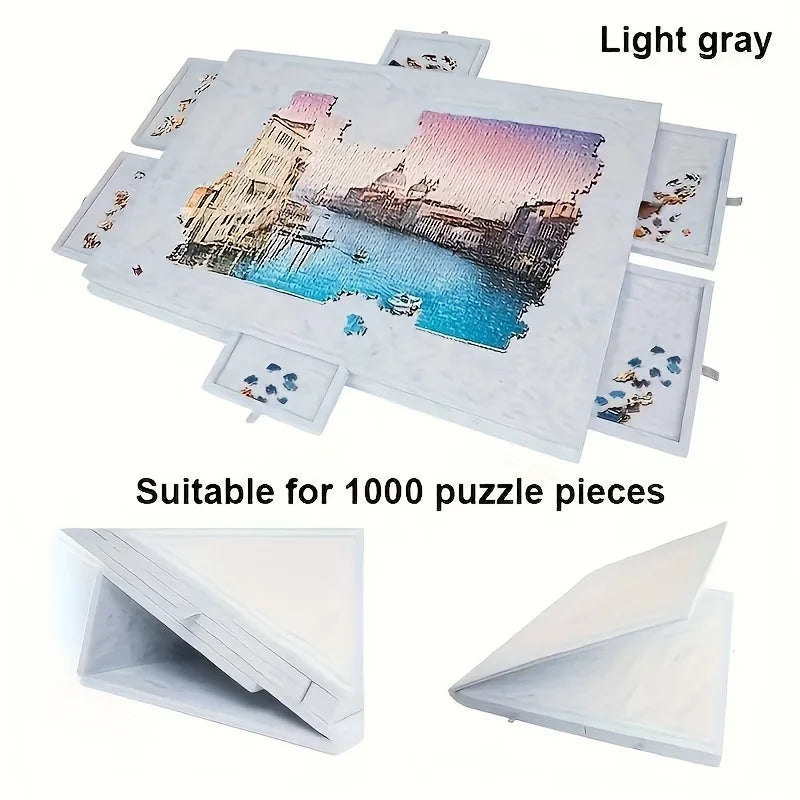 6-in-1 Decorative Puzzle Board with Storage Drawers - Tiltable Desk for 1000 Pieces