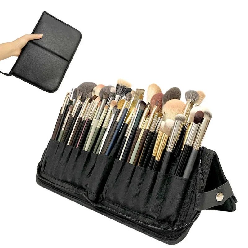 Foldable Makeup Brush Organizer Bag for Travel and Beauty Tools