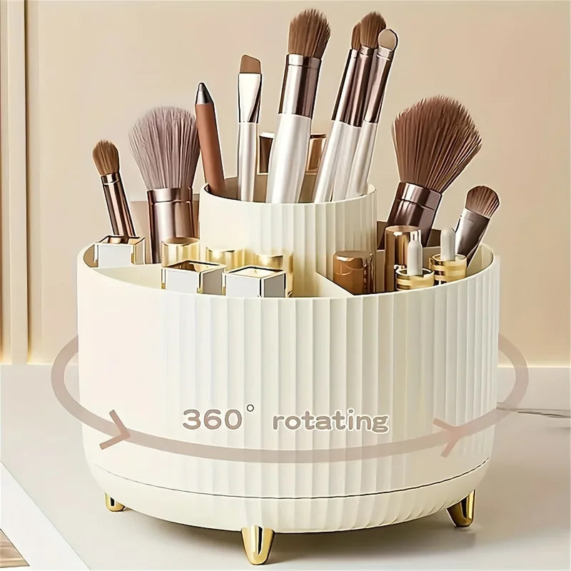 Rotating Makeup Storage Organizer Box for Brushes, Lipsticks & Skincare