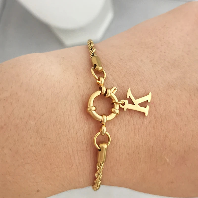 Anchor Clasp Bracelet Women Men Stainless Steel Rope Chain Jewelry Gold Silver