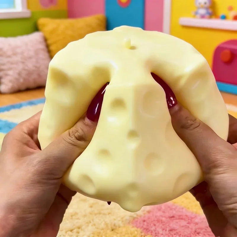 Large Cheese Squeeze Toy - Foam Fidget Ball for Adults and Kids