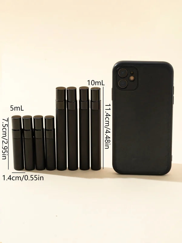50/pcs Black Glass Spray Bottles 5ml-10ml Perfume Travel Dispenser Set