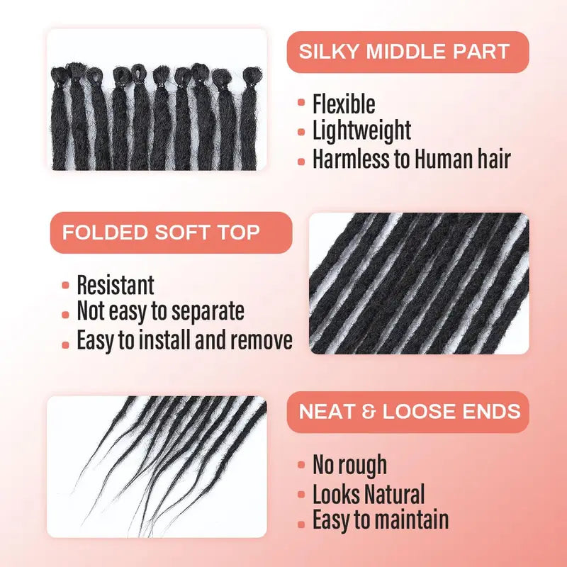24 Inch Synthetic Dreadlock Extensions - Hippie Ombre Locs Crochet Hair