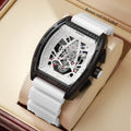 Men's Skeleton Dial Quartz Watch with Silicone Strap - Casual Sports Wristwatch