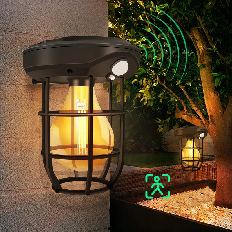 Solar Bulb Lantern Waterproof Wall & Hanging Light E27 Retro Style Decor