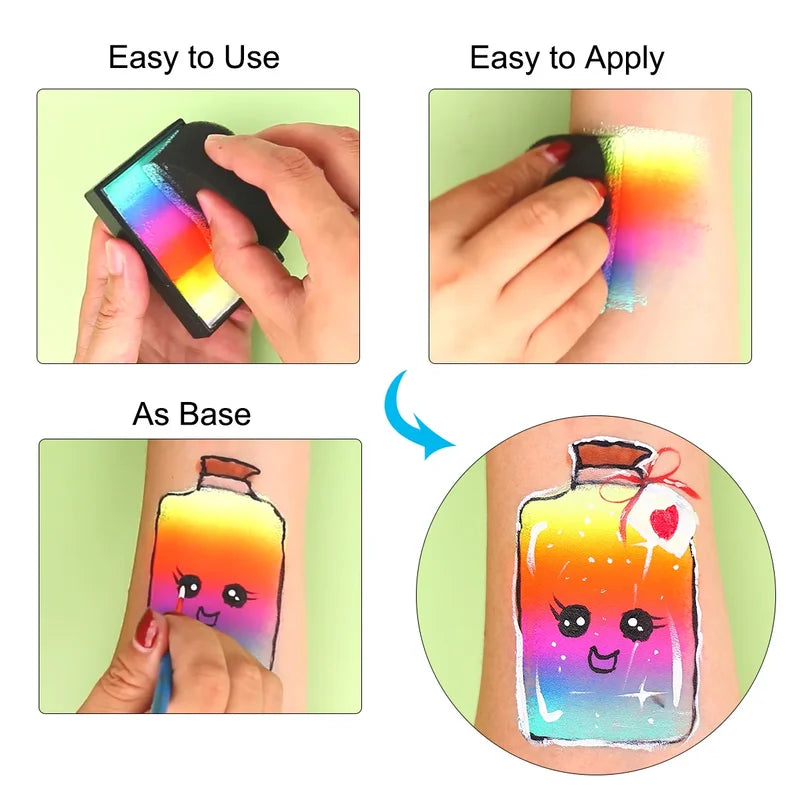 Facial Painting & Makeup Sponge Block - Water Droplet Semi-Circular Design, Multi-Color
