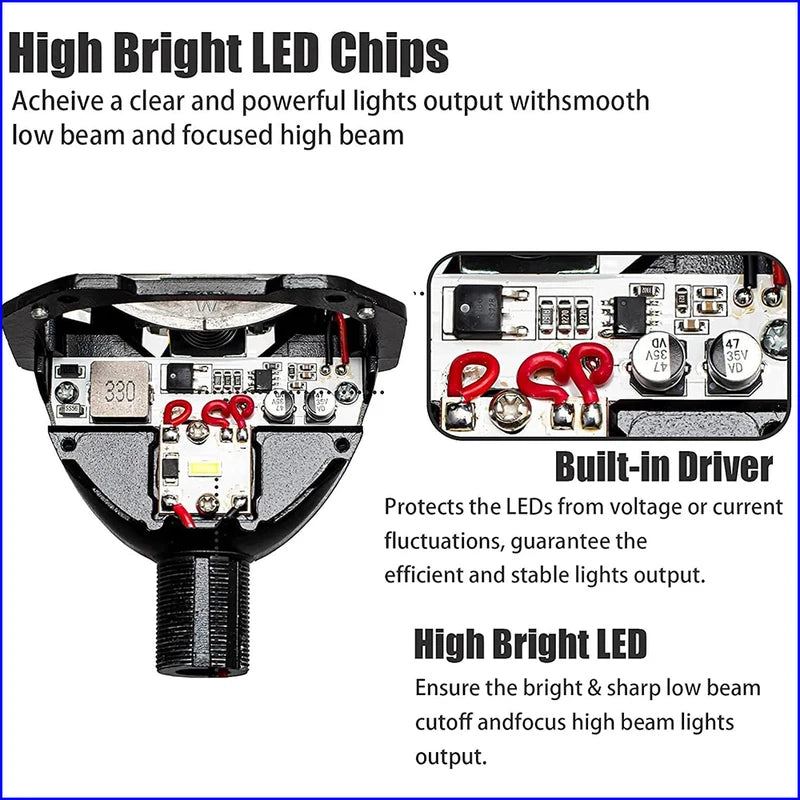 90W Bi-LED Projector Lens Kit for Car Headlights - Universal Fit, Blue Tint