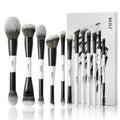 Dual-Ended Makeup Brush Set - 12 Vegan Professional Contour Foundation Eyebrow Brushes