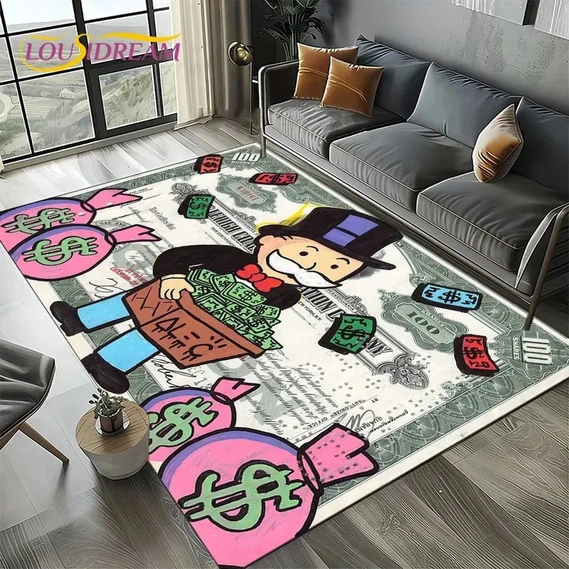 3D Cartoon Man Game Monopoly Doormat Non Slip Entryway Rug for Living Room Bedroom