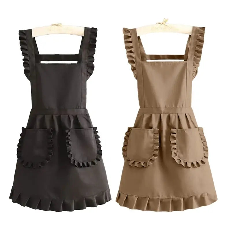 Waterproof Cotton Apron with Large Pockets - Korean Style Cooking & Art Apron