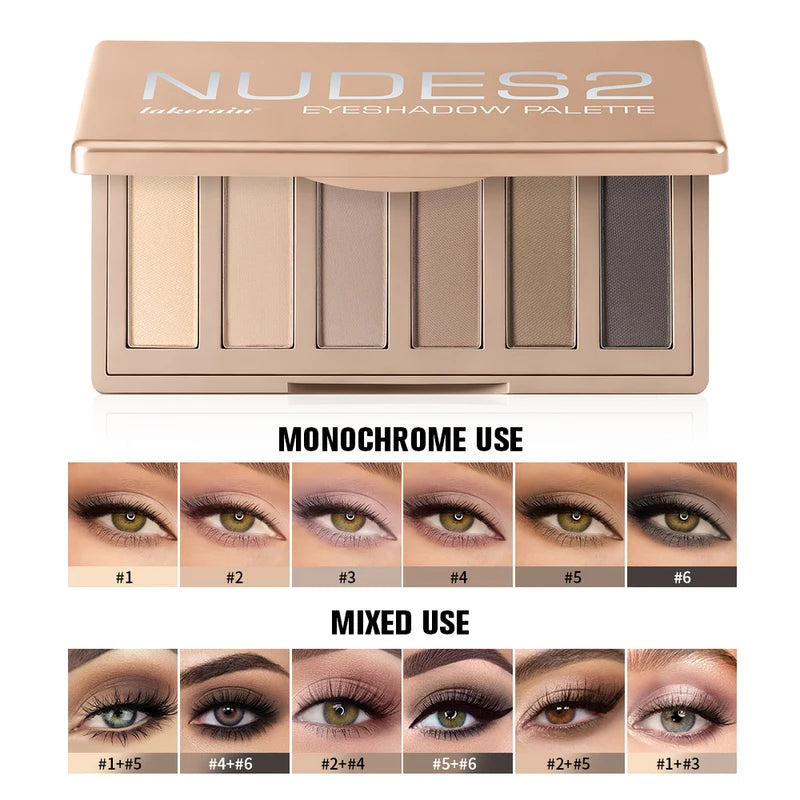 Long-Lasting Neutral Eyeshadow Palette with 3 Brushes - Matte & Waterproof Finish