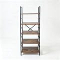 Industrial Wooden Bookcase Storage Shelf with Metal Frame - 5 & 6 Tier Freestanding Organizer