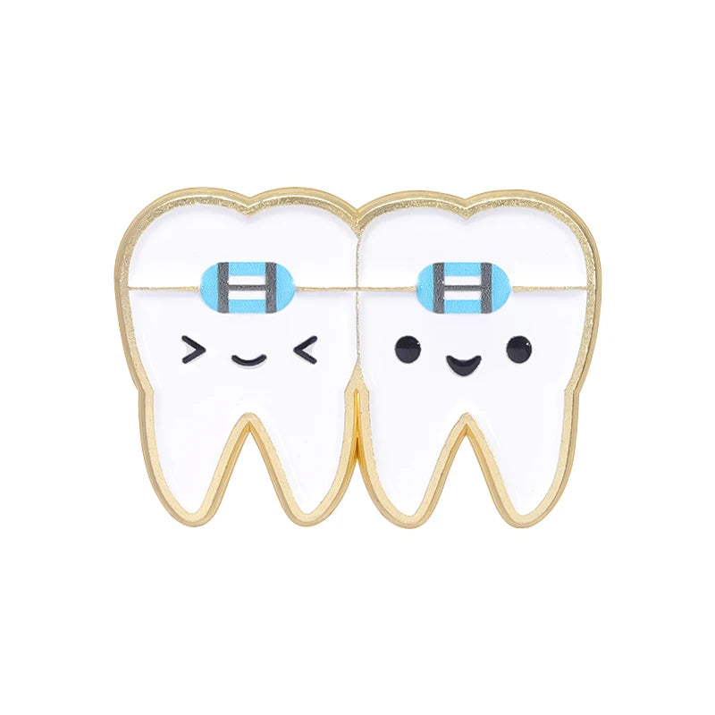 Tooth Enamel Pins Set - Dental Nurse Brooches for Kids and Adults