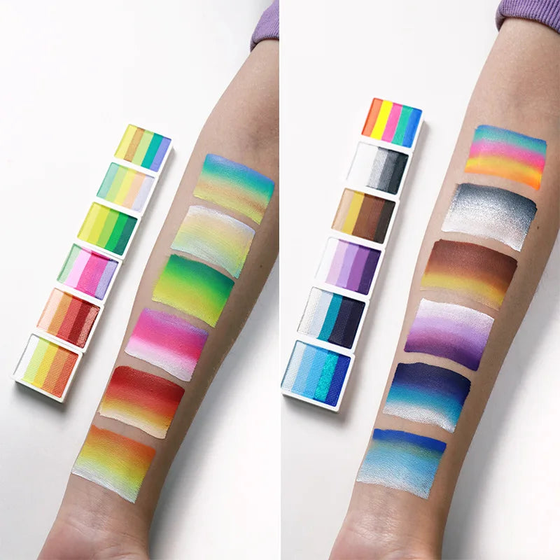 2-in-1 Rainbow Face Paint Kit Water-Activated Body Art & Makeup Palette