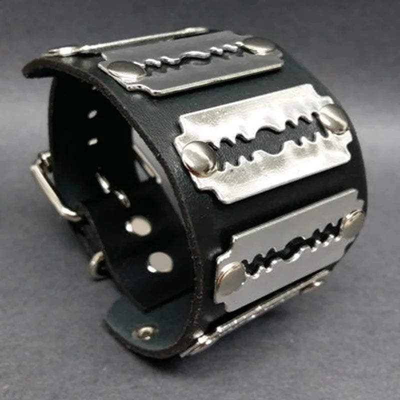 Halloween Punk Gothic PU Leather Bracelet Party Costume Accessory