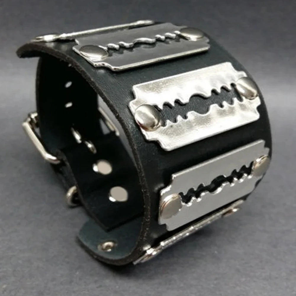 Halloween Punk Gothic PU Leather Bracelet Party Costume Accessory