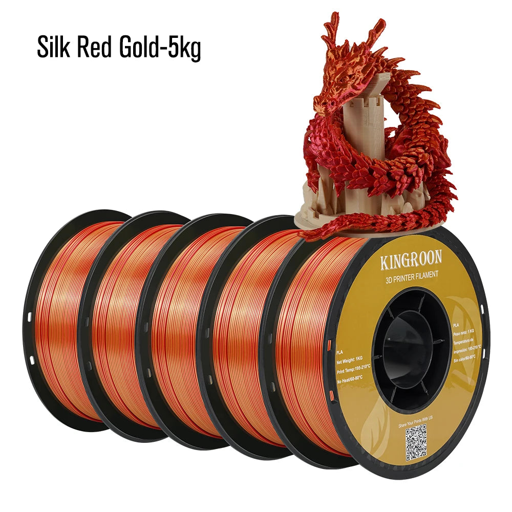 Dual-Color Silk PLA 3D Printer Filament 1.75mm for FDM 3D Printing - 11/22 lbs