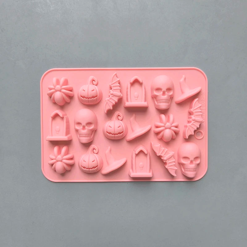 Halloween Silicone Mold Set - Ghost Pumpkin Bat Skull Witch Hat for Baking & Candy Making