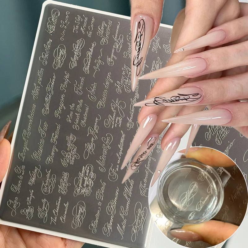 Gothic English Words Nail Stamping Plates Stainless Steel Nail Art Template - 15x10cm