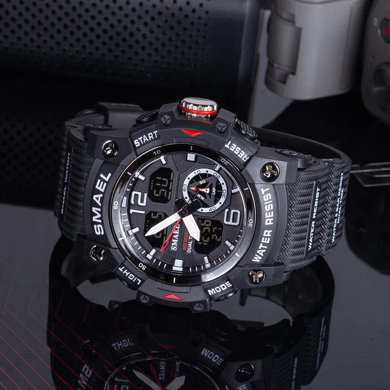 Digital Sport Watch Men Waterproof LED Dual Time Alarm Chronograph