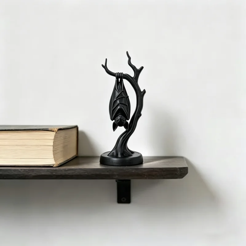 Gothic Bat Figurine 3D Printed Halloween Decor Spooky Desk Ornament Gift