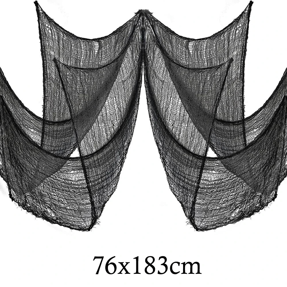 Halloween Gauze Cloth Decoration Set - Spooky Black Fabric for Indoor Outdoor Home Decor