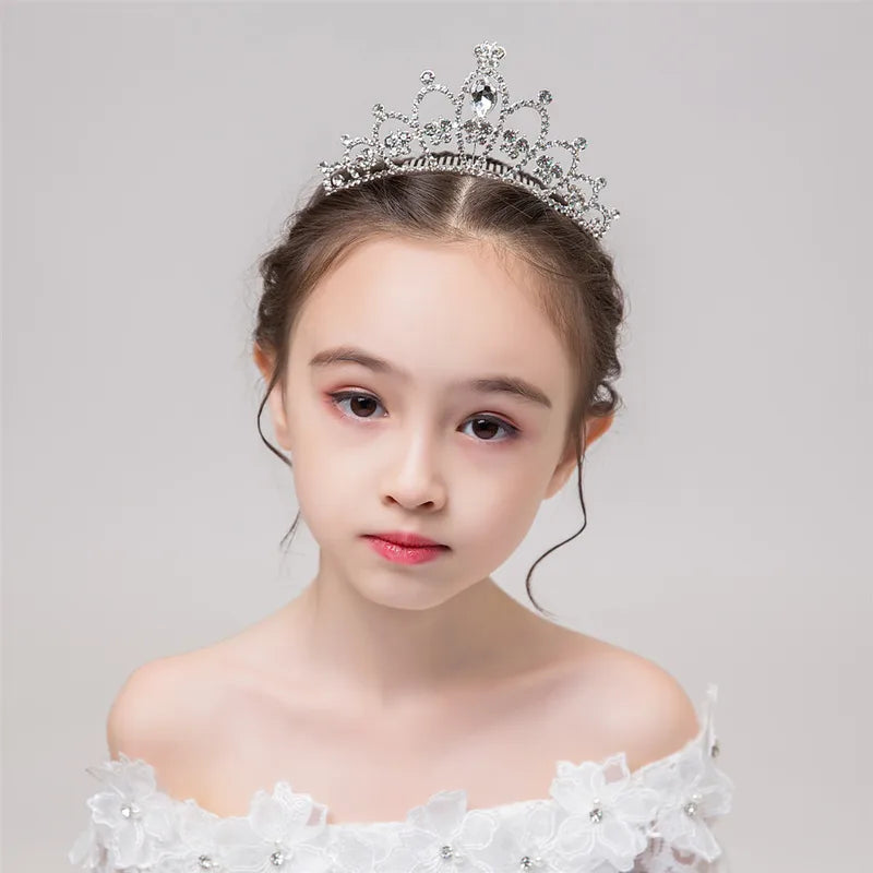 Children's Mini Crystal Crown Hair Comb - Elegant Princess Bridal Tiara for Girls & Women