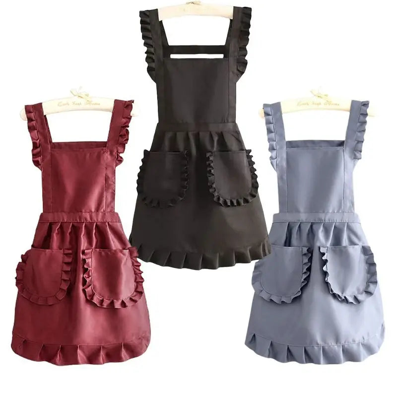 Waterproof Cotton Apron with Large Pockets - Korean Style Cooking & Art Apron