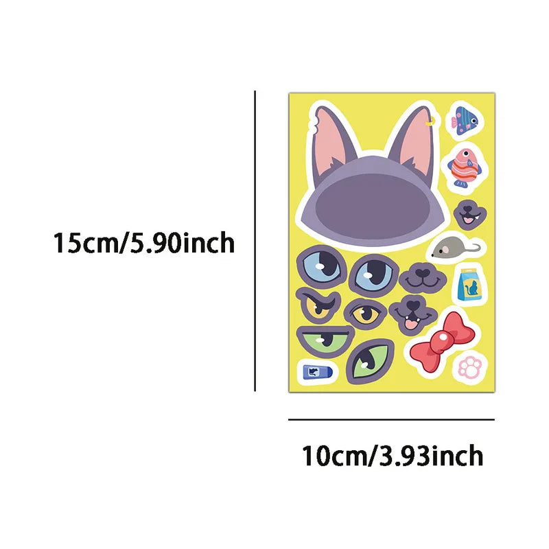 8PCS Cat Puzzle Collage Kit - Interactive DIY Cartoon Cat Art Set