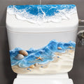3D Ocean Wave Toilet Sticker - Waterproof Bathroom Wall Decal, Beach Seashore Decor