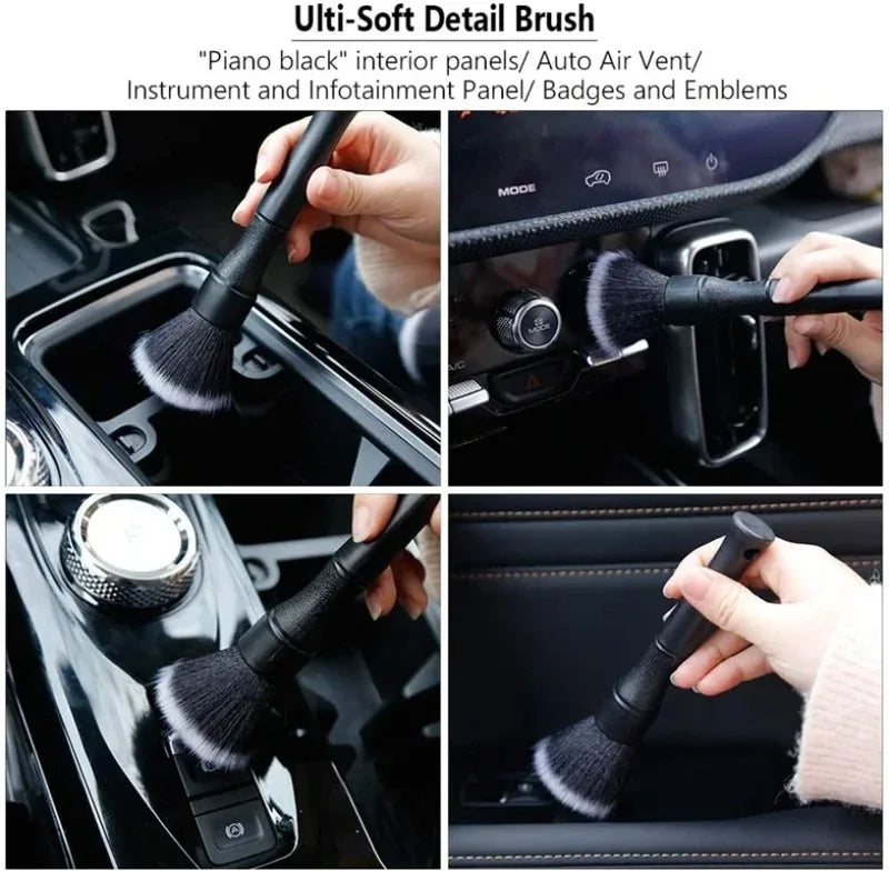 Car Detailing Brush Set Soft Fiber Interior Cleaning Tools Electrostatic Dust Removal Kit