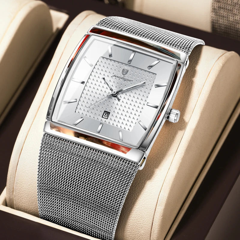 Luxury Business Men's Watch Stainless Steel Mesh Waterproof Luminous Quartz Wristwatch