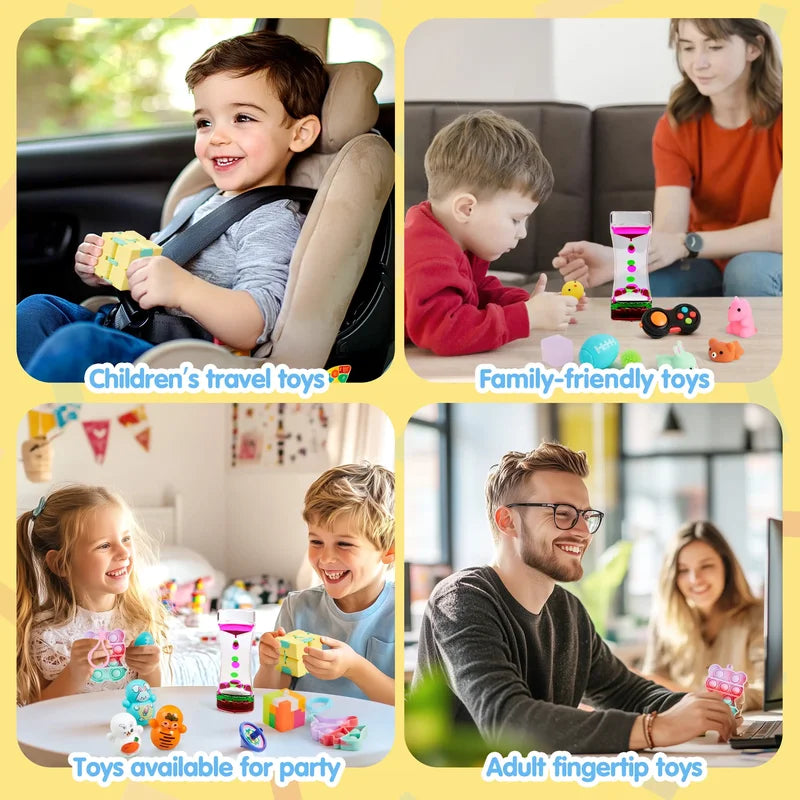 Sensory Fidget Toys Set for Kids and Adults - Stress Relief and Autism Toys, Party Favors, Classroom Prizes, 60 Pieces