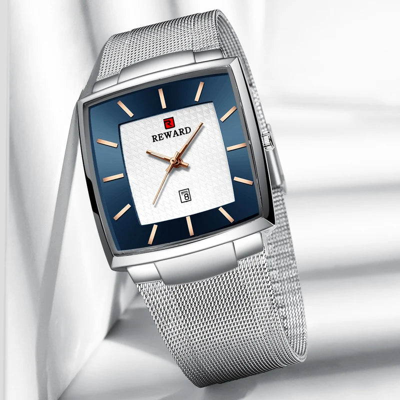 Luxury Men's Square Stainless Steel Waterproof Quartz Wristwatch – Top Brand