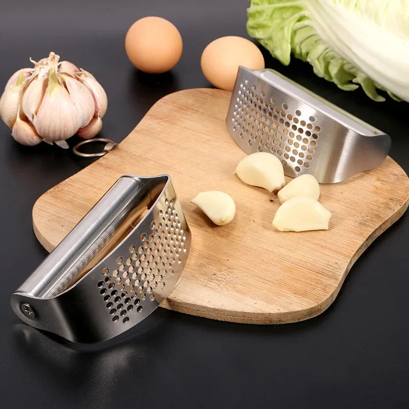 Upgraded Stainless Steel Garlic Press & Ginger Crusher - Kitchen Gadget