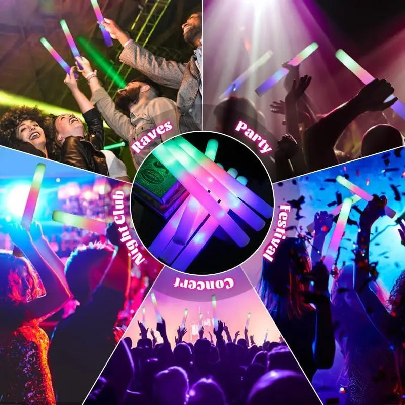 10PCS Neon Glow Stick Light Up Party Supplies - Fluorescent LED Foam Bar for Events and Night Parties