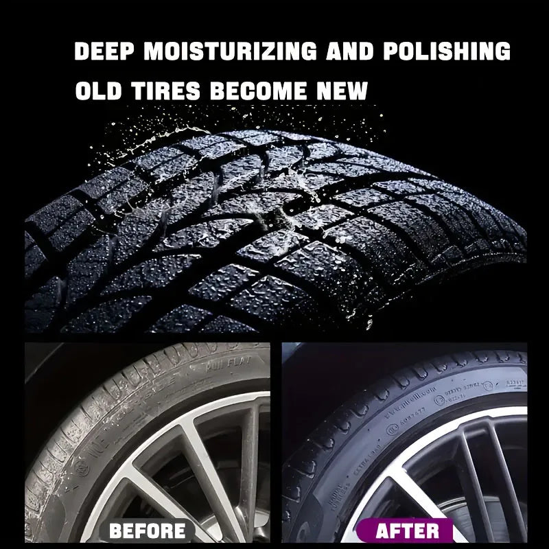 Car Tire Restorer Wax Kit | Long-Lasting Black Gloss & Plastic Renovator